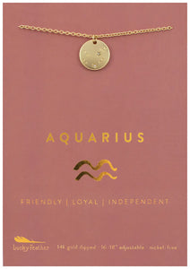 Lucky Feather Zodiac Necklace: Aquarius