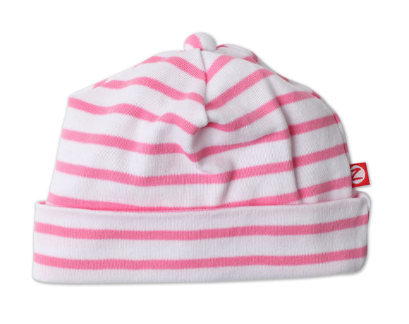 Zutano Baby Hat Hot Pink Breton Stripe