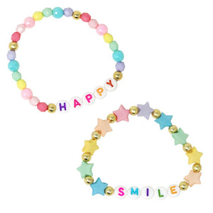 Pink Poppy Smile Be Happy Rainbow Bracelet Duo