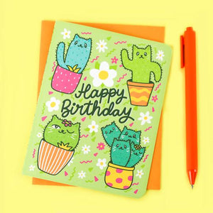 Turtle's Soup Greeting Card - Cactus Cat Birthday
