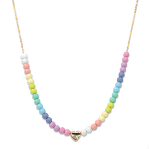 Charm It Necklace 4mm Gold Pastel Rainbow Bead