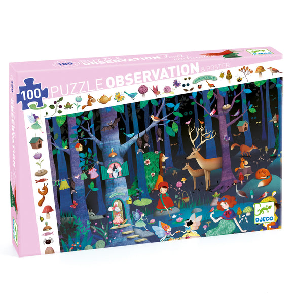 Djeco Observation Puzzle 100 Piece: Enchanted Forest