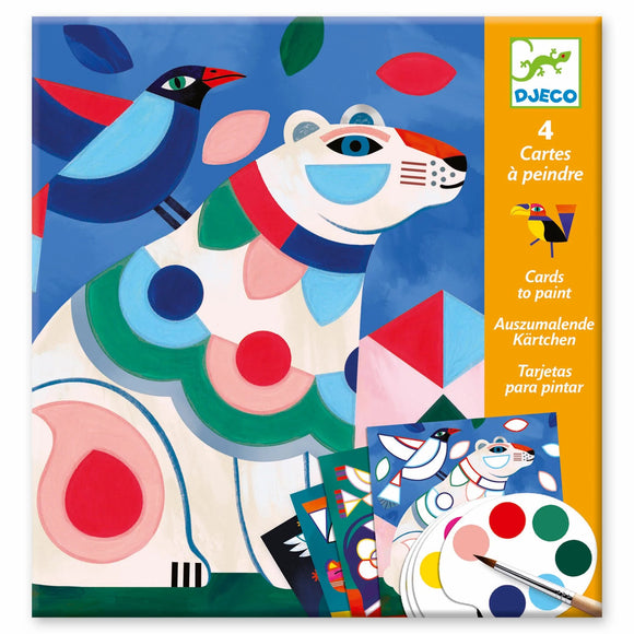 Djeco Surprise Watercolor Painting Cards Activity Set: Fanciful Bestiary