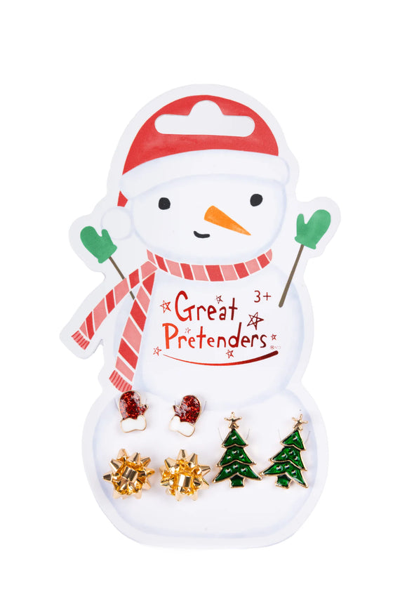 Great Pretenders Snowman Card Pierced Earrings (3 pairs)