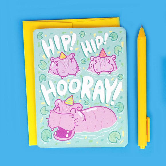 Turtle's Soup Greeting Card - Hip Hip Hooray Hippos