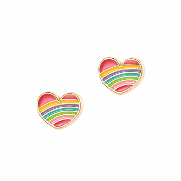 Girl Nation Rainbow Heart Cutie Enamel Stud Earrings