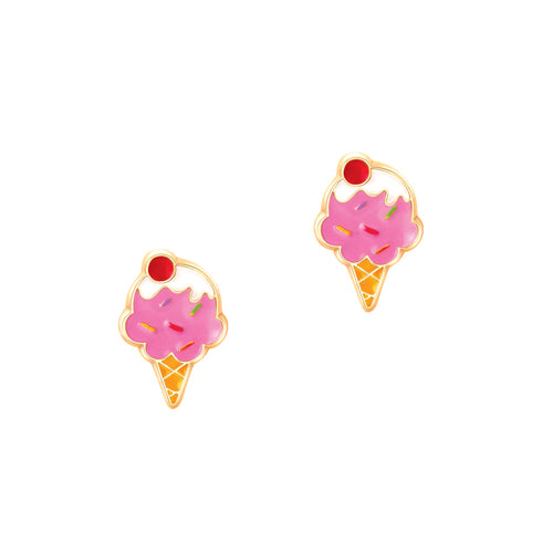 Girl Nation Pink Ice Cream Cutie Enamel Stud Earrings