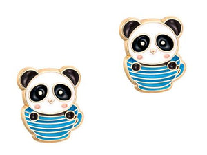 Girl Nation Panda Teacup Cutie Enamel Stud Earrings