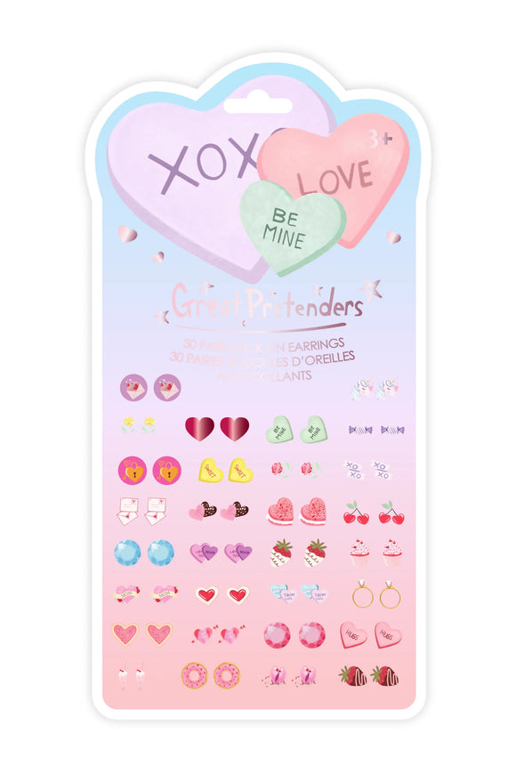 Great Pretenders Candy Heart Valentine Sticker Earrings