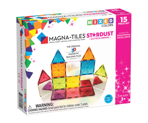 Magna-Tiles Mixed Colors Stardust Glitter & Mirrors 15 piece set