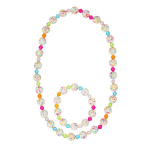 Pink Poppy Rainbow Freckles Necklace and Bracelet Set