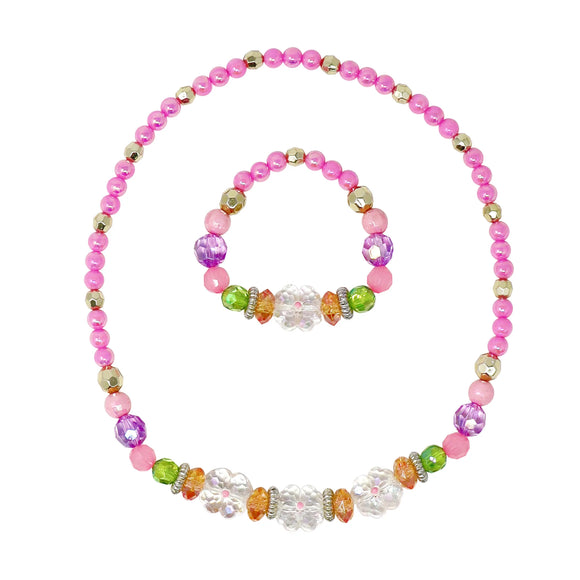 Pink Poppy Pixie Fantasy Flower Necklace Set