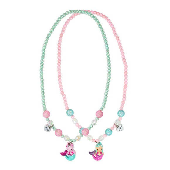 Pink Poppy Mermaid Best Friends Necklace