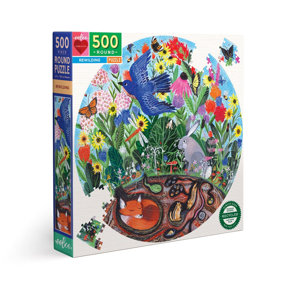 eeBoo 500 Piece Round Puzzle Rewilding