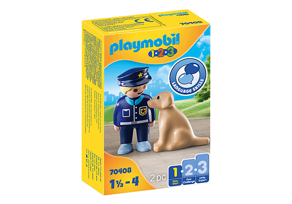 Playmobil 1.2.3 Police Officer with Dog – Growing Tree Toys