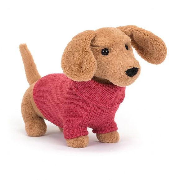 Jellycat Sweater Sausage Dog Pink 6