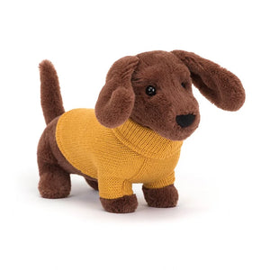 Jellycat Sweater Sausage Dog Yellow 6"