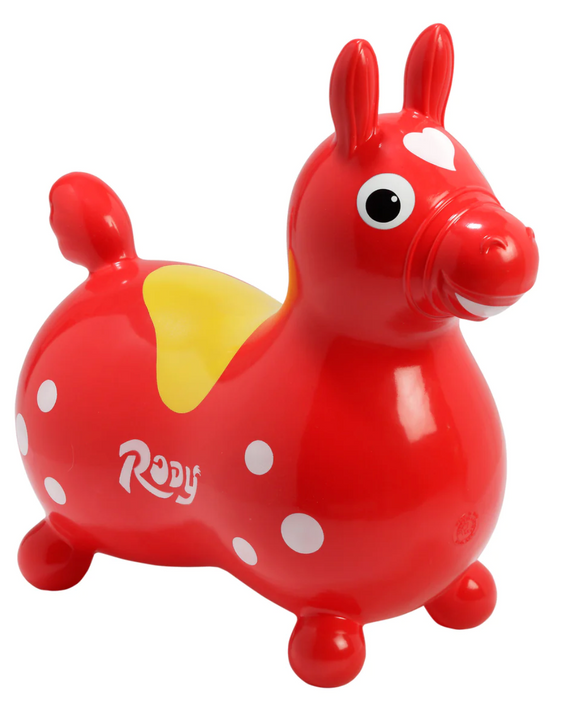 Rody Inflatable Bounce Horse With Pump: Red