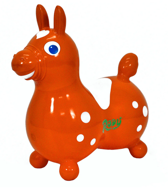 Rody Inflatable Bounce Horse With Pump: Orange