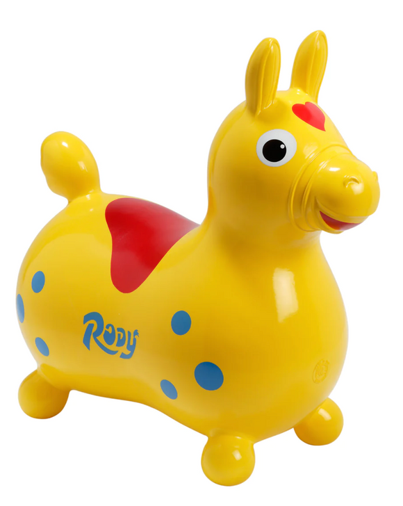 Rody Inflatable Bounce Horse With Pump: Yellow