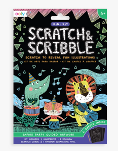 Ooly Scratch & Scribble Mini Scratch Art Kit - Safari Party