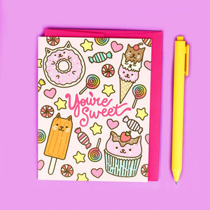 Turtle's Soup Greeting Card - Dessert Cats