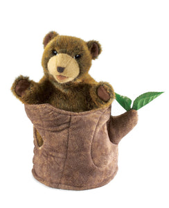 Folkmanis® Hand Puppet: Bear In Tree Stump