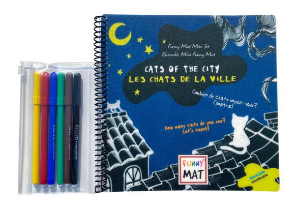 Mini Funny Mat Set with 6 Markers - City Cats