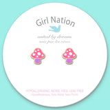 Girl Nation Mini Mushroom Cutie Enamel Stud Earrings