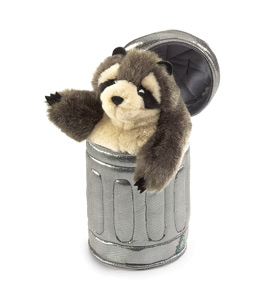 Folkmanis Raccoon in a Garbage Can
