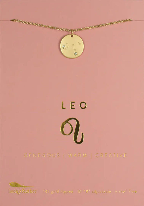 Lucky Feather Zodiac Necklace: Leo