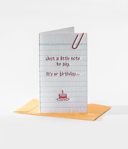 Elum Designs Mini Cards: Old School Note - It's Ur Birthday