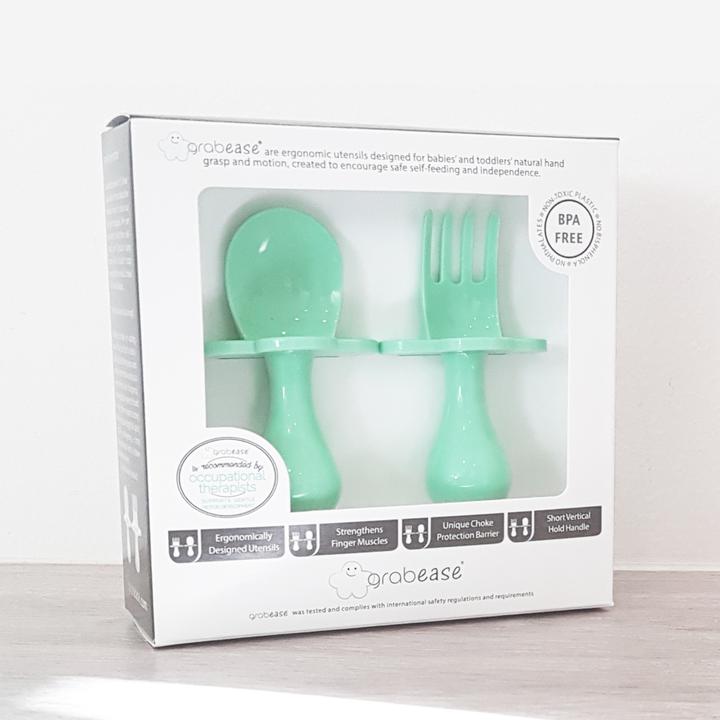No GRABEASE First Self Feed Baby Utensils with a Togo Pouch - Anti-Choke,  BPA-Free Baby