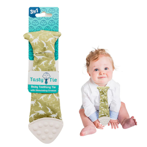 Tasty Tie® Baby Teething Tie & Crinkle Toy! - Dino