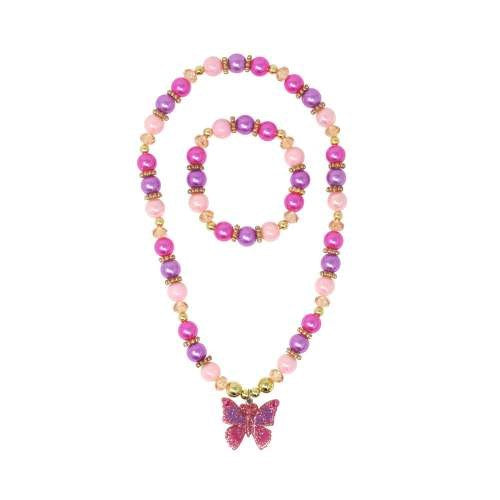 Pink Poppy Butterfly Skies Necklace & Bracelet Set