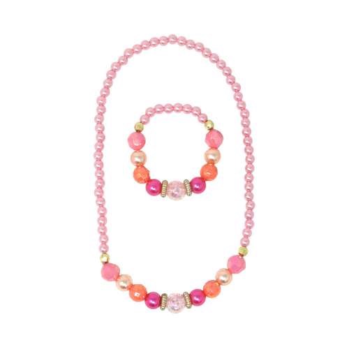 Pink Poppy Pearlescent Necklace & Bracelet Set