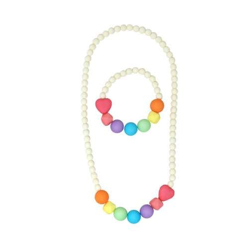 Pink Poppy Over the Rainbow Necklace & Bracelet Set