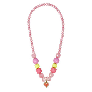 Pink Poppy My Lovely Pink Heart Charm Stretch Beaded Necklace