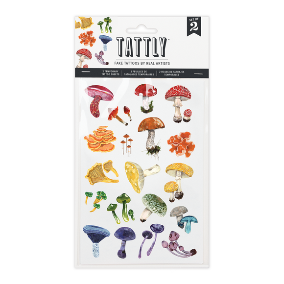 Tattly Sheet Colorful Mushrooms Tattoos